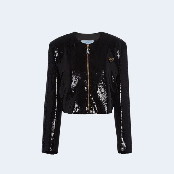 프라다 싱글 브리스티드 시퀸 자켓