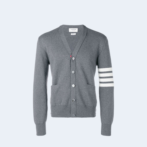 톰브라운 4바 사선완장 가디건 그레이