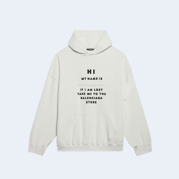 발렌시아가 하이 마이 네임 이즈 후디 화이트