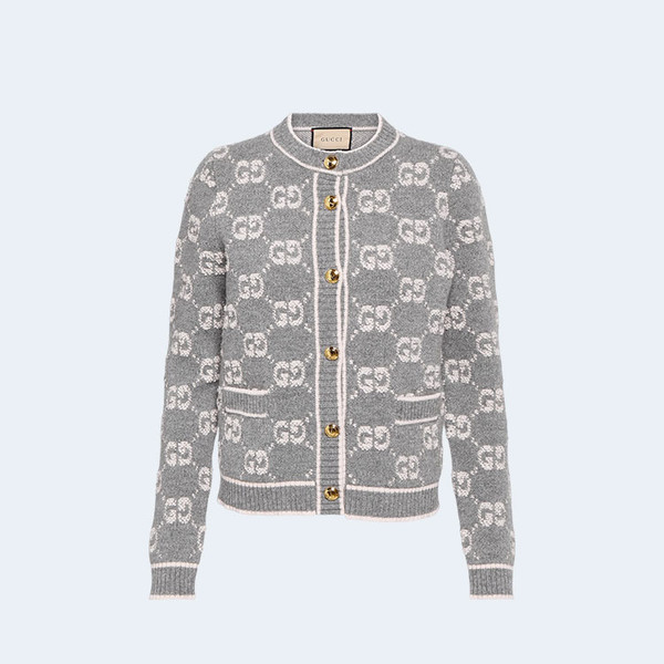 구찌 GG 울 버클 자카드 가디건