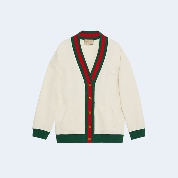 구찌 웹 디테일 스트라이프 가디건