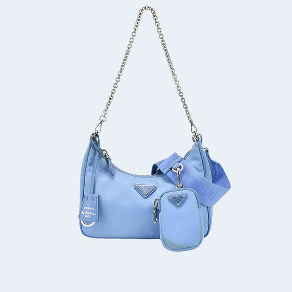 프라다 리에디션 2005 리나일론 숄더백 블루