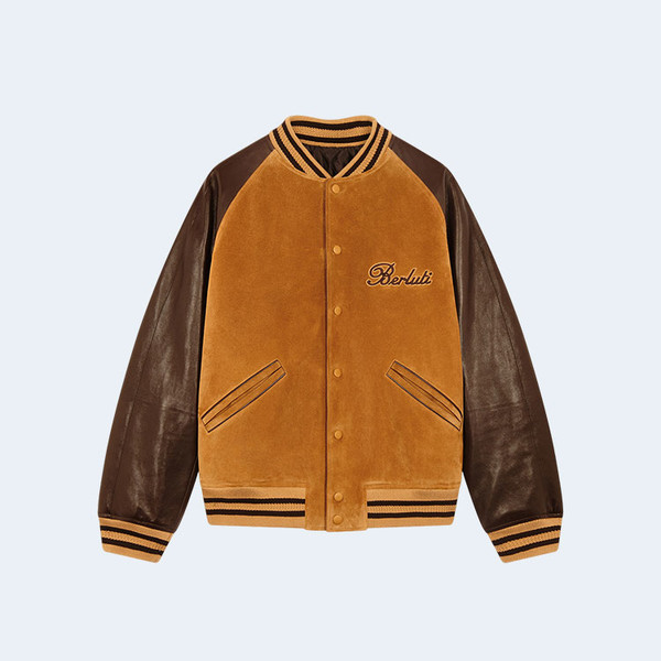 벨루티 스웨이드 레더 바시티 자켓