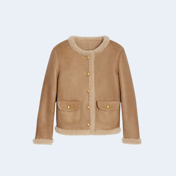 셀린느 컬리 시어링 램스킨 가디건 자켓