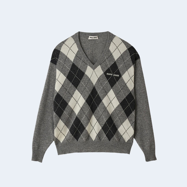 미우미우 캐시미어 스웨터 마블 그레이