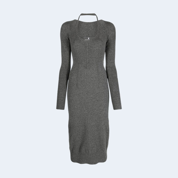 에르마노 설비노 홀터넥 니트 미디 드레스