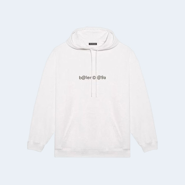 발렌시아가 심볼릭 체스트 크리에이티브 로고 레트로 후드 화이트