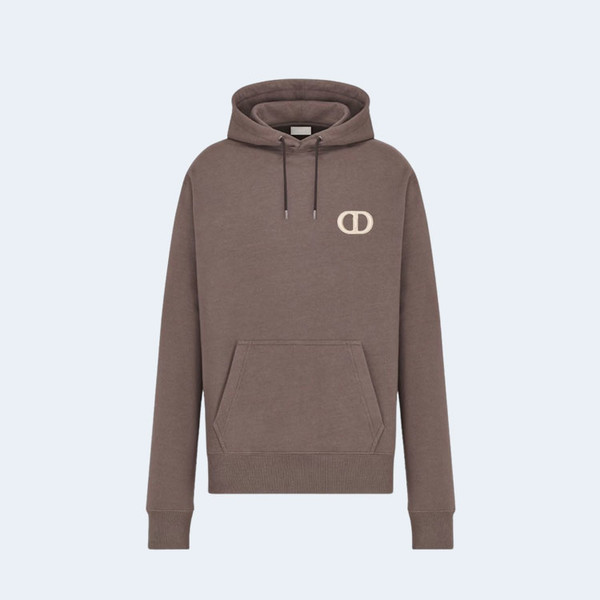 디올 CD 아이콘 후드 스웨트셔츠 브라운