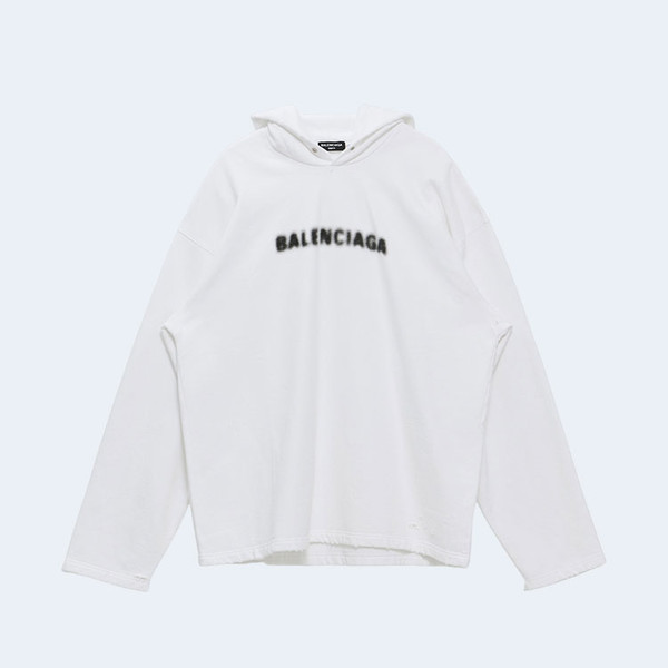 발렌시아가 블러 로고 후드 화이트