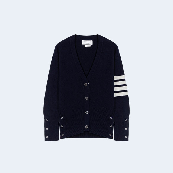 톰브라운 사선 완장 네이비 가디건