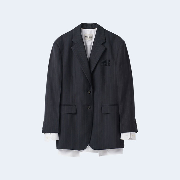 미우미우 싱글브레스트 핀스트라이프 재킷