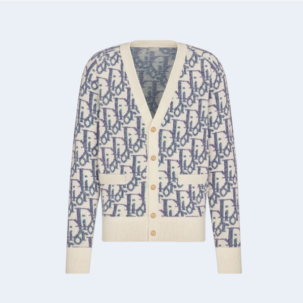 디올 오블리크 가디건 화이트 자카드