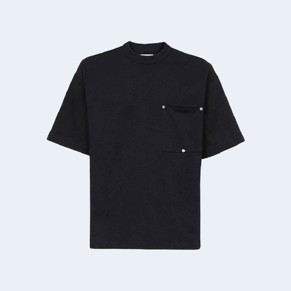 보테가 베네타 헤비 저지 리벳 포켓 티셔츠 블랙