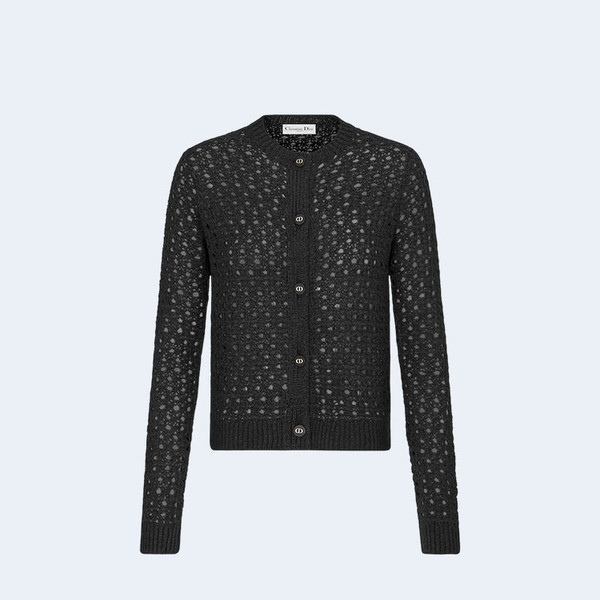 디올 블랙 알파카 오픈워크 니트 가디건