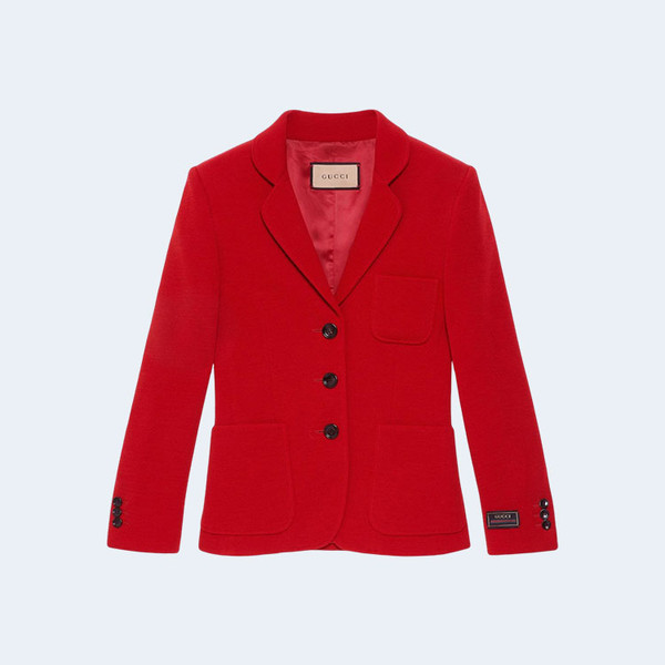 구찌 웹 라벨 울 저지 블레이저