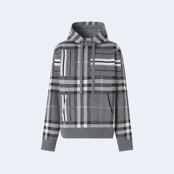 버버리 체크 스트라이프 후드