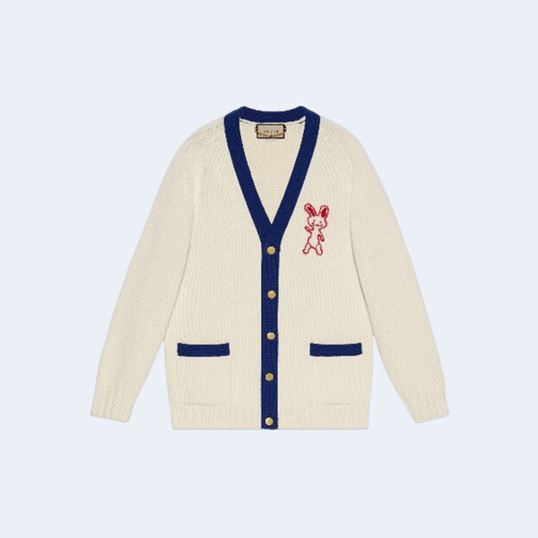 구찌 레빗 엠브로이드 브이넥 가디건