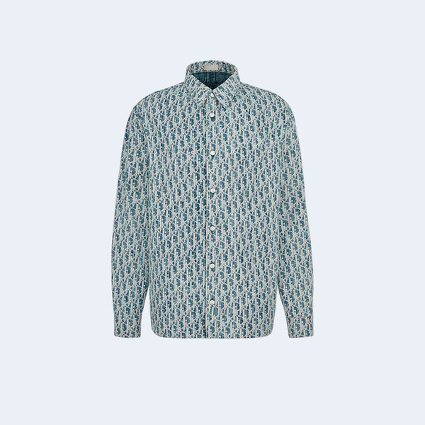 디올 오버셔츠 블루 & 화이트 코튼 셔츠