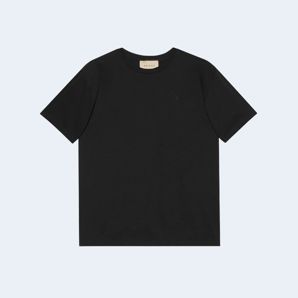 구찌 로고 자수 블랙 티셔츠