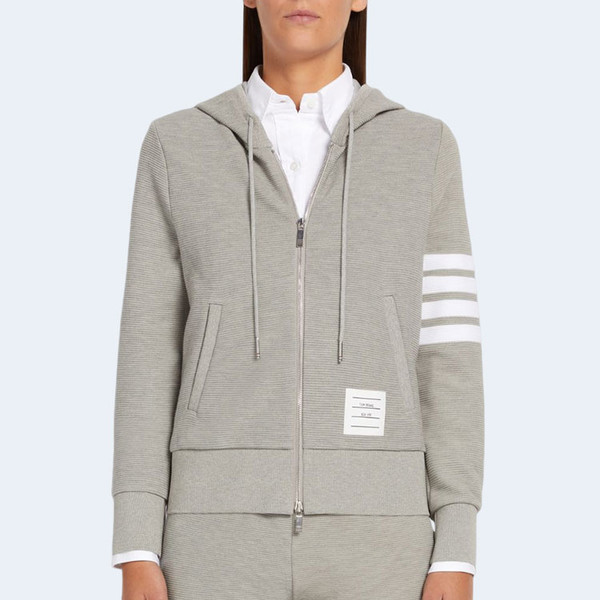 톰브라운 오토맨 립 집업 후디 라이트 그레이