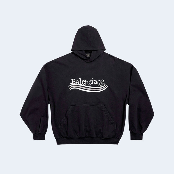 발렌시아가 웨이브 로고 후드