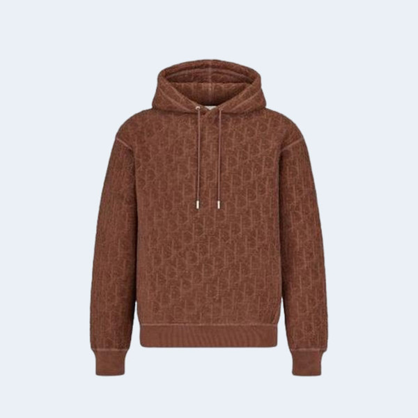 디올 오블리크 릴렉스 핏 후드 브라운