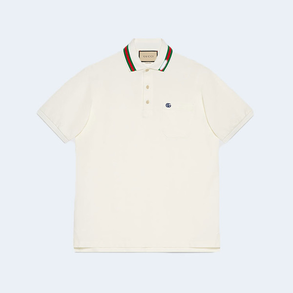 구찌 GG 코튼 피케 폴로 셔츠 화이트