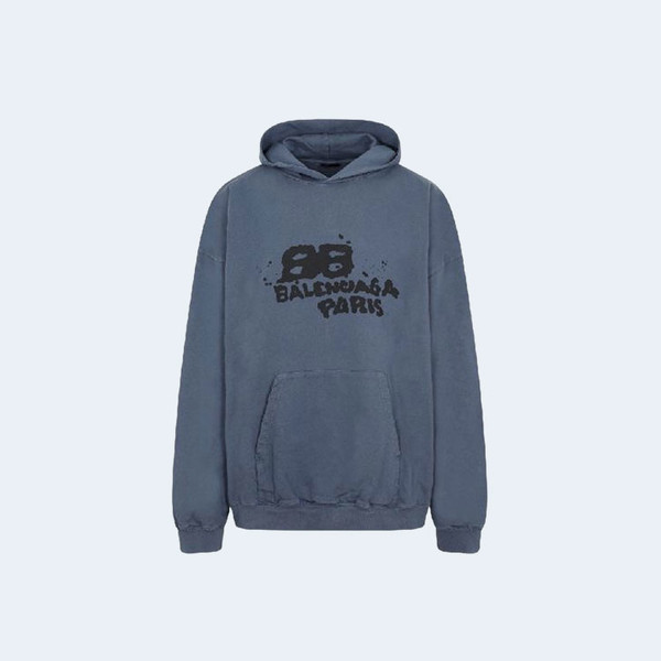 발렌시아가 BB 아이콘 후드 라지 핏 블루