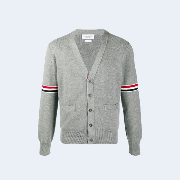 톰브라운 RWB 니트 가디건 그레이