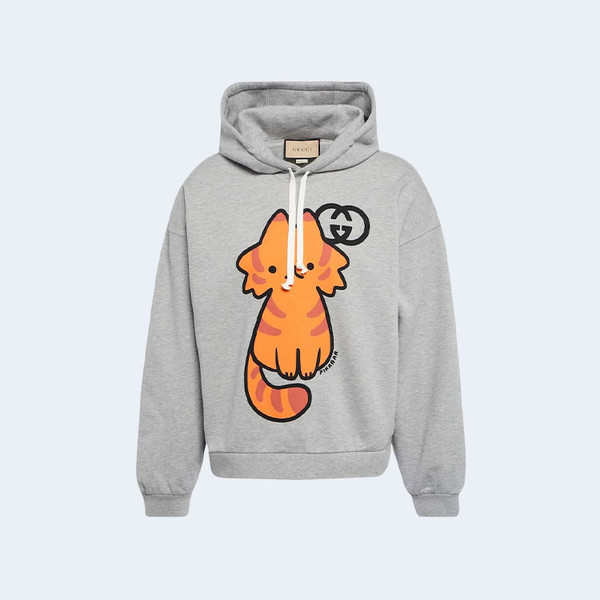 구찌 애니멀 프린트 코튼 후드