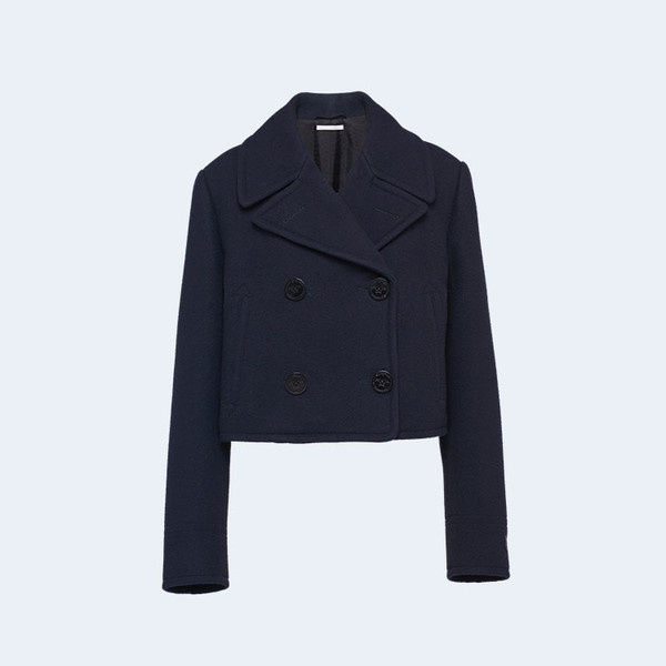 PRADA 프라다 더블브레스트 패브릭 피코트 블루 ▶매장-485만원대◀