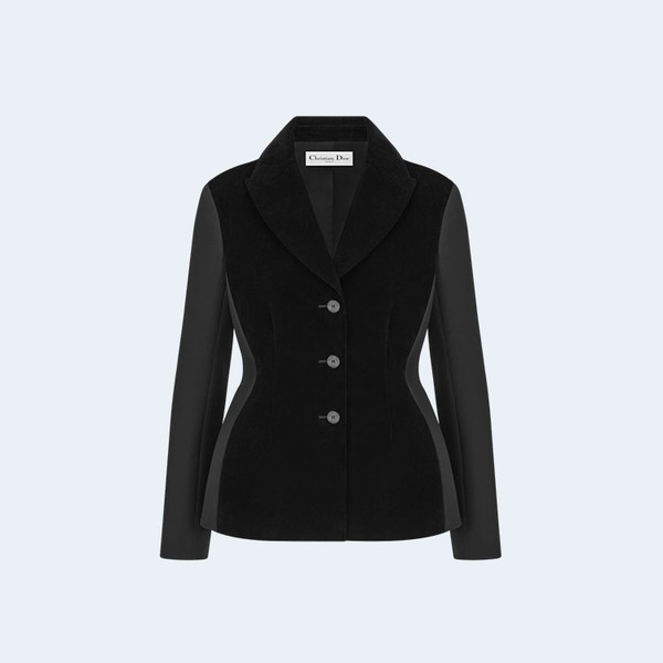 디올 블랙 벨벳 이펙트 울 실크 자켓
