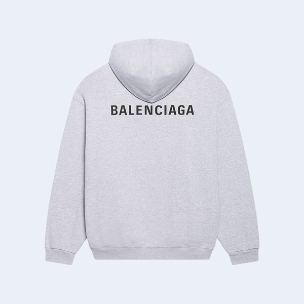 발렌시아가 로고 미디엄 핏 후디 그레이