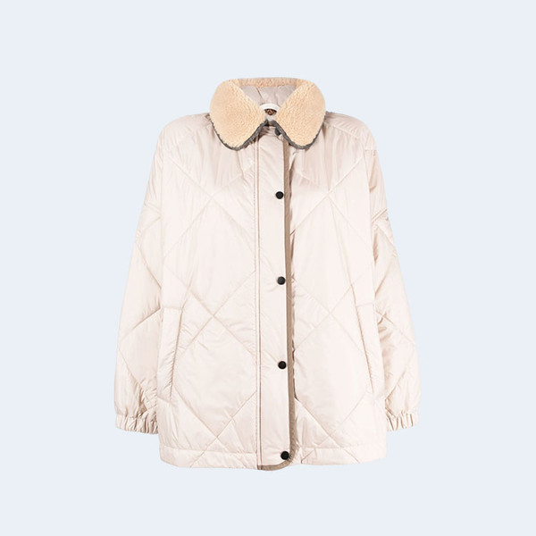 브루넬로 쿠치넬리 프레스 스터드 퀄팅 화이트 자켓