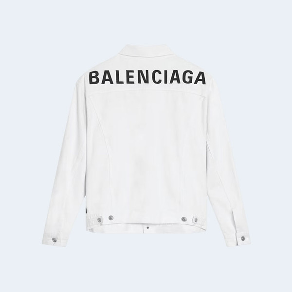 발렌시아가 엠브로이더리 로고 데님 자켓 화이트
