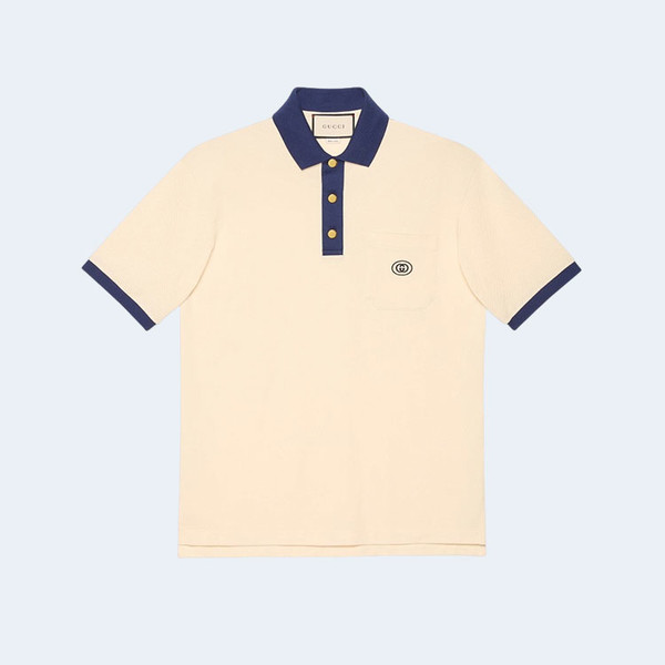 구찌 코튼 인터로킹 G 패치 폴로 셔츠
