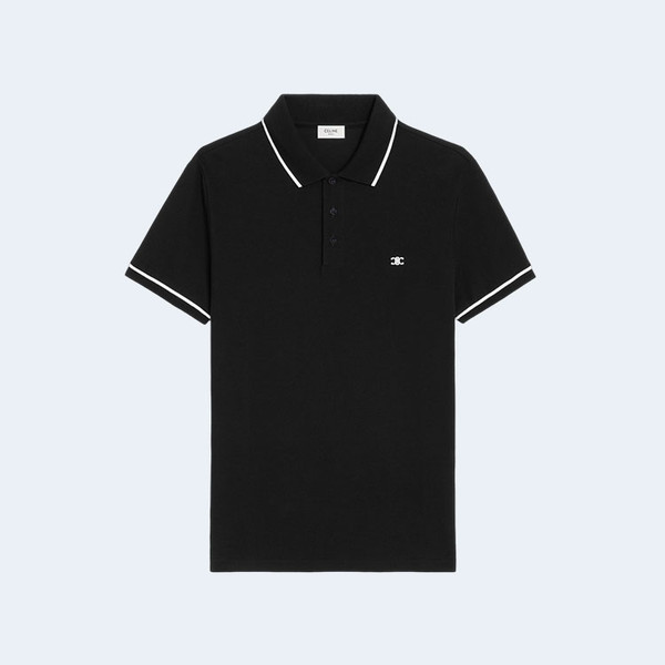 셀린느 코튼 피케 클래식 폴로 셔츠 블랙