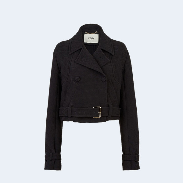 펜디 블랙 자카드 패브릭 블루종 자켓