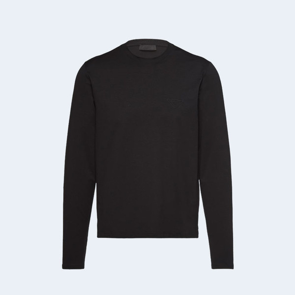 프라다 스트레치 코튼 티셔츠 블랙