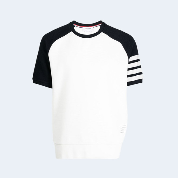 톰브라운 로고 패치 골지 티셔츠 블랙