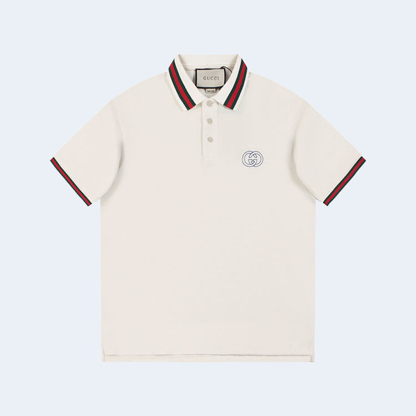 구찌 GG 우븐 슬리브 폴로 셔츠 화이트