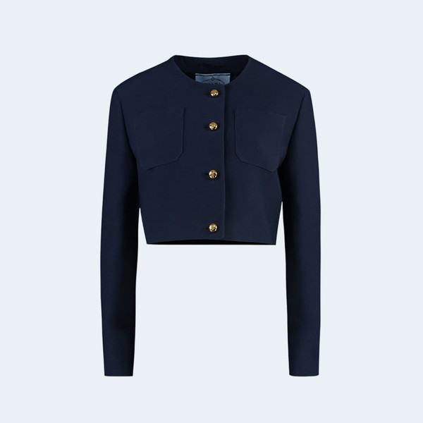 프라다 크루넥 크롭 재킷