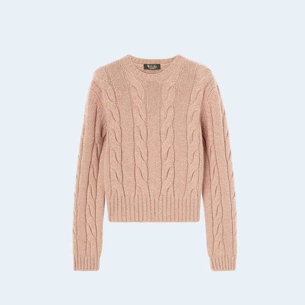 로로피아나 네피어 캐시미어 크루넥 니트 핑크