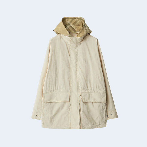 버버리 체크 후드 나일론 재킷