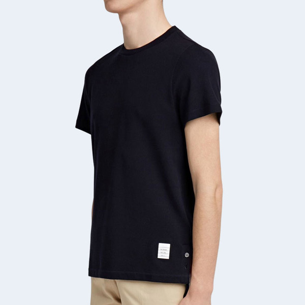 톰브라운 피케 센터 백 스트라이프 릴렉스 핏 티셔츠 네이비