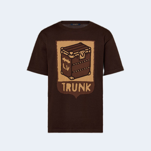 루이비통 쇼트 슬리브 코튼 인타르시아 크루넥 시에나 티셔츠