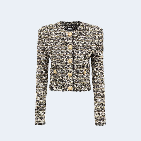 발망 칼라리스 트위드 크롭 자켓