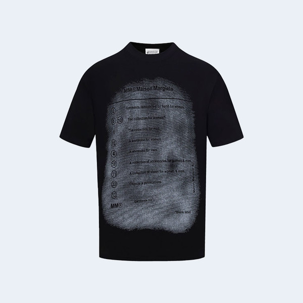 메종 마르지엘라 브라이드 워싱 로고 티셔츠 블랙