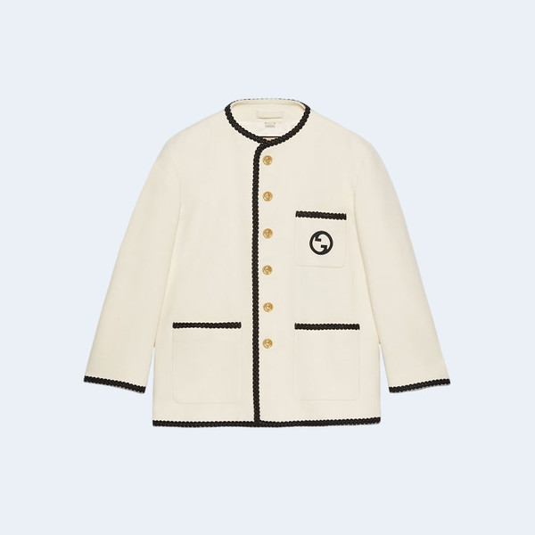 구찌 트위드 화이트 울 자켓