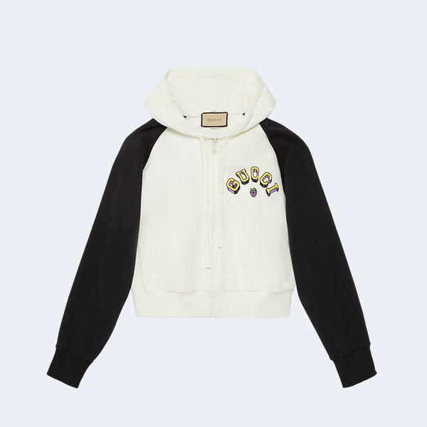 구찌 코튼 저지 후드 집업 스웨트셔츠